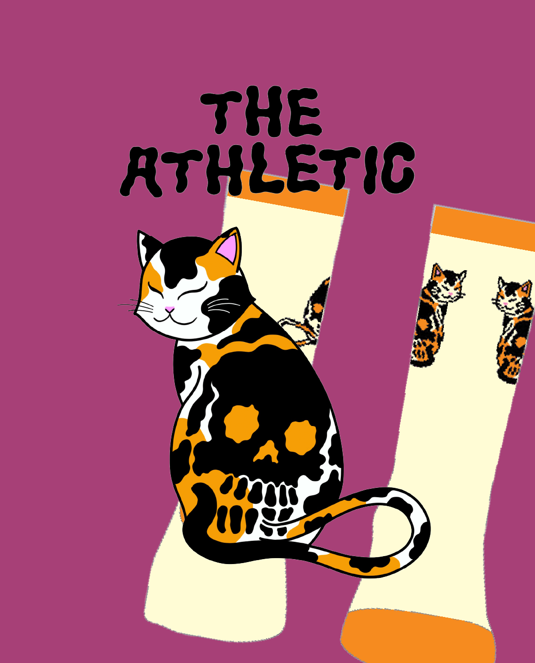 The Skull Kitty Socks, designed by artist Jake Tong, feature a playful calico cat skull design. These limited edition socks are perfect for cycling, running, and cross-training. Made in the USA with love, they combine style and performancePerfect sock for running, hiking or cycling, or the gym. Made in the USA from recycled fibers.