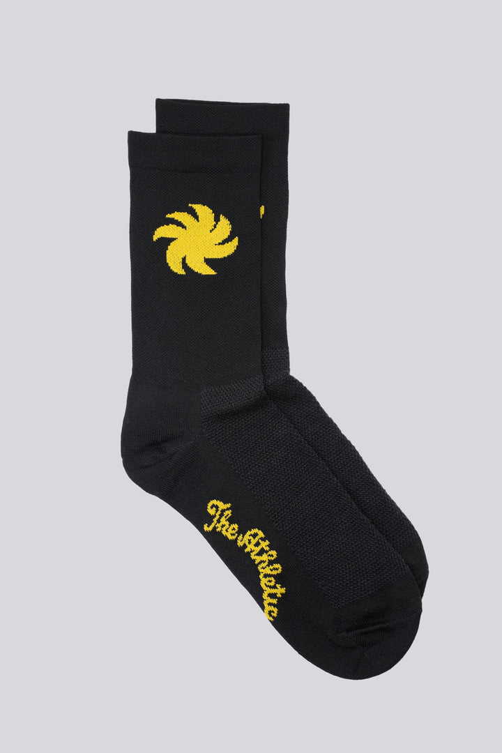 El Sol Socks with vibrant sun design, made from eco-friendly materials for ultimate comfort and performance. Perfect for running, cycling, and active lifestyles